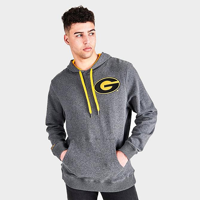 Back Left view of Men's Mitchell & Ness Grambling Tigers College Lag Classic French Terry Hoodie in Black Click to zoom
