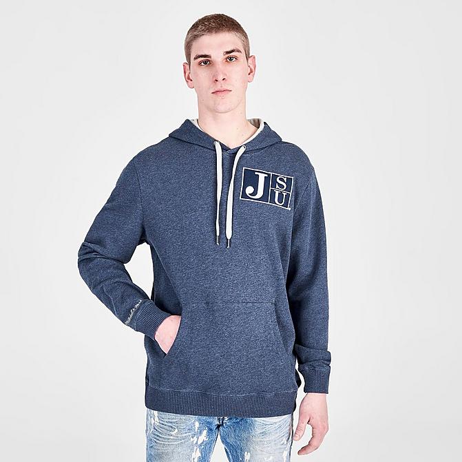 Front view of Men's Mitchell & Ness Jackson State University Classic French Terry Hoodie in Navy Click to zoom