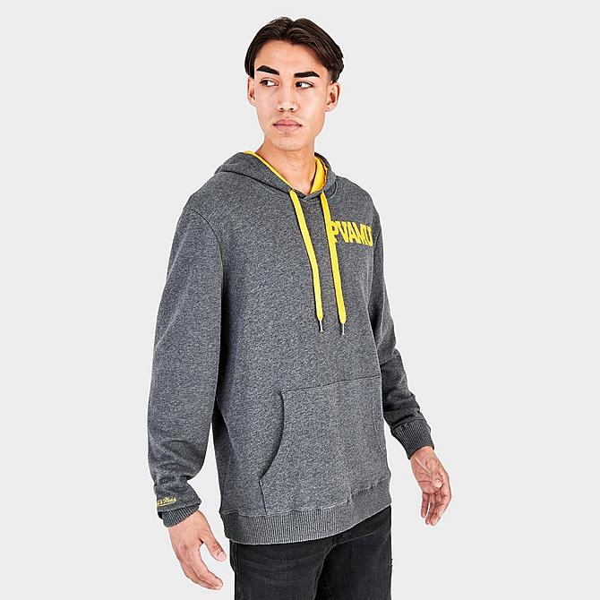 Back Left view of Men's Mitchell & Ness Prairie View A&M Panthers Classic French Terry Hoodie in Grey Click to zoom