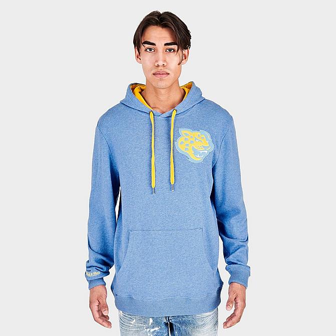 Front view of Men's Mitchell & Ness Southern University Jaguars Classic French Terry Hoodie in Blue Click to zoom