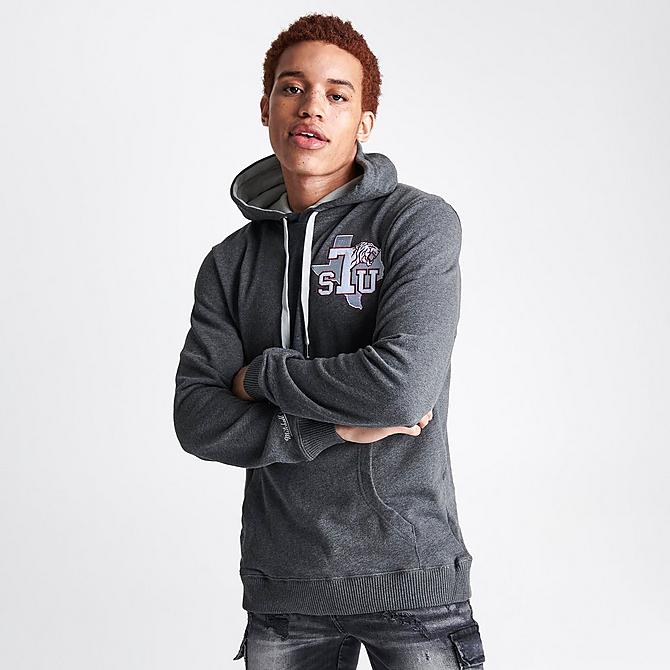 Back Left view of Men's Mitchell & Ness Texas Southern Tigers College Classic French Terry Hoodie in Grey Click to zoom