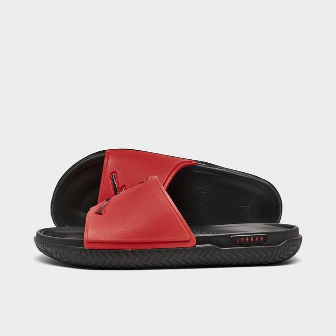 Red and black jordan flip flops online