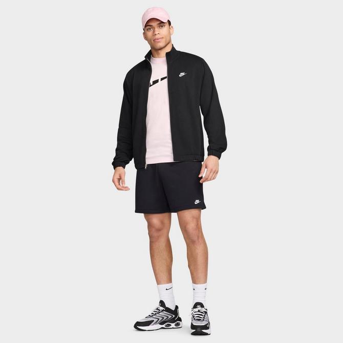 [angle] view of Men's Nike Club Knit Jacket in Black/Black/White Click to zoom