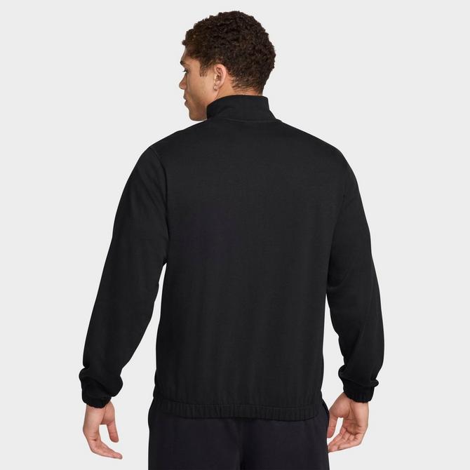 [angle] view of Men's Nike Club Knit Jacket in Black/Black/White Click to zoom