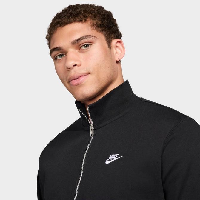 [angle] view of Men's Nike Club Knit Jacket in Black/Black/White Click to zoom