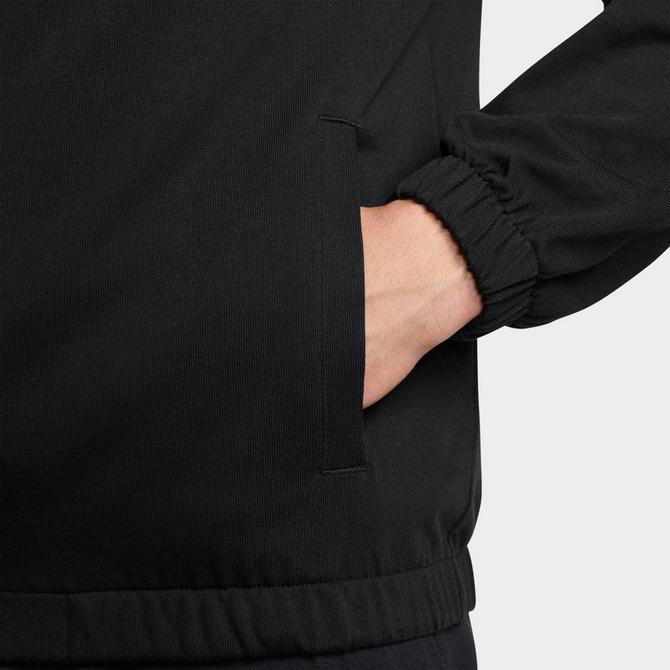 [angle] view of Men's Nike Club Knit Jacket in Black/Black/White Click to zoom