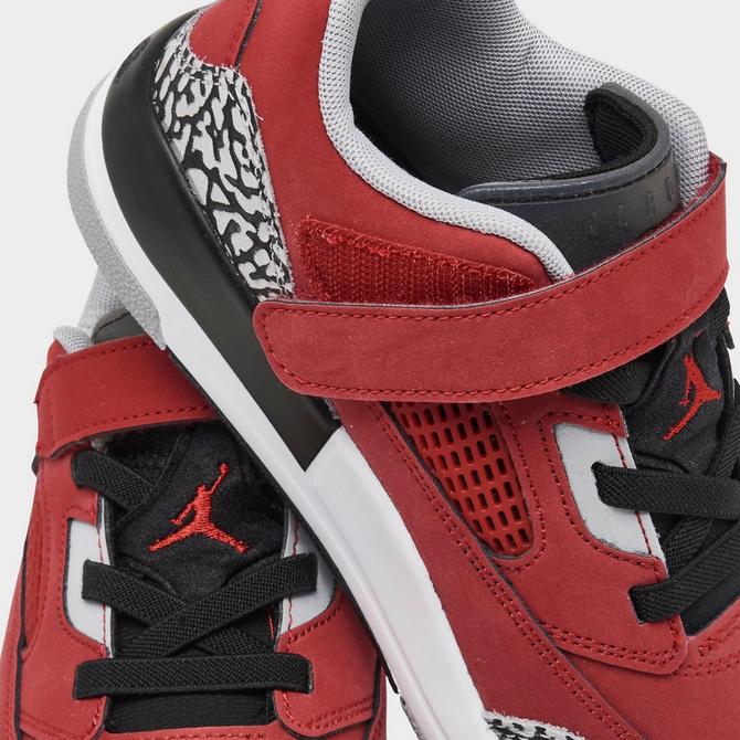 Front view of Little Kids' Jordan Spizike Low Casual Shoes in Gym Red/Black/Wolf Grey/Cool Grey Click to zoom