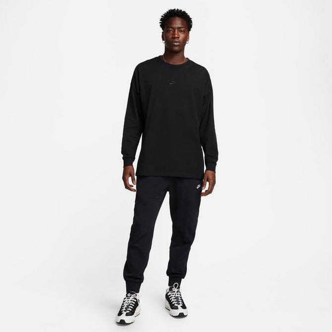 [angle] view of Men's Nike Club Knit Jogger Pants in Black/White Click to zoom