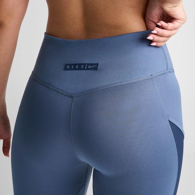 Nike One Training dri fit high rise cropped leggings in diffused blue