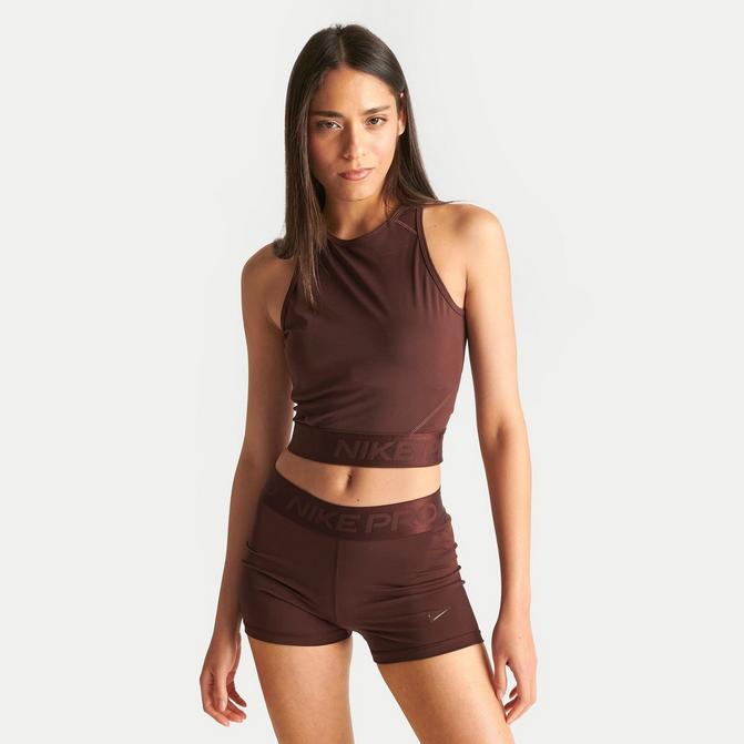 NIKE Womens Brown Moisture Wicking Pocketed Fitted Cropped