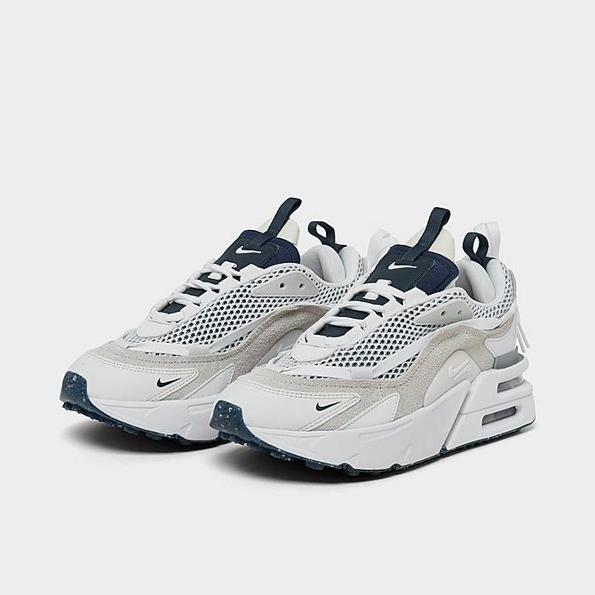Three Quarter view of Women's Nike Air Max Furyosa Casual Shoes in Summit White/Armory Navy/Light Bone/White Click to zoom