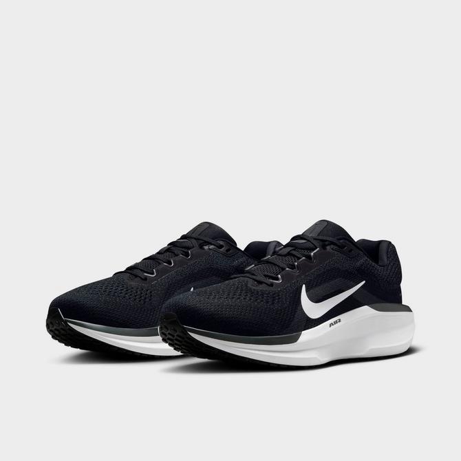 Three Quarter view of Men's Nike Winflo 11 Running Shoes (Extra Wide Width) in Black/Anthracite/Cool Grey/White Click to zoom