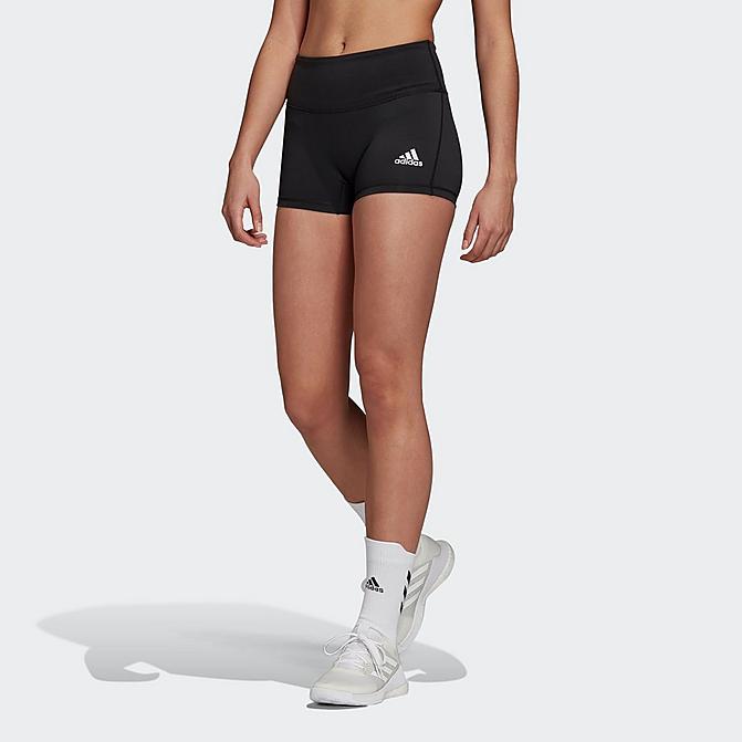 Front view of Women's adidas Volleyball 4 Inch Training Shorts in Black Click to zoom