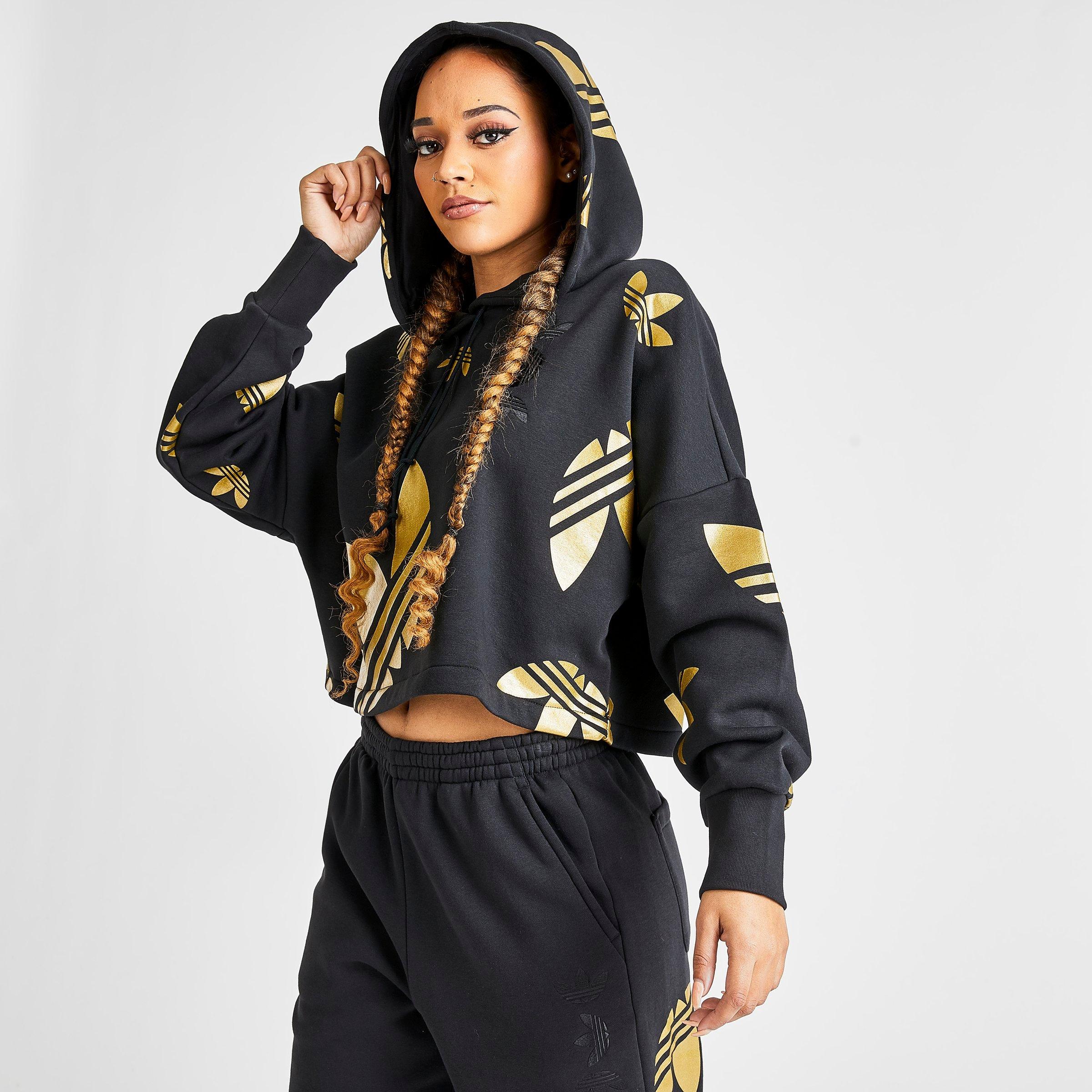 adidas originals women's cropped print hoodie