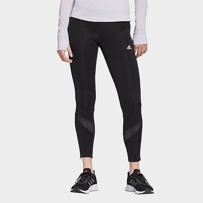 Front Three Quarter view of Women's adidas Athletics Own The Run Training Tights in Black Click to zoom