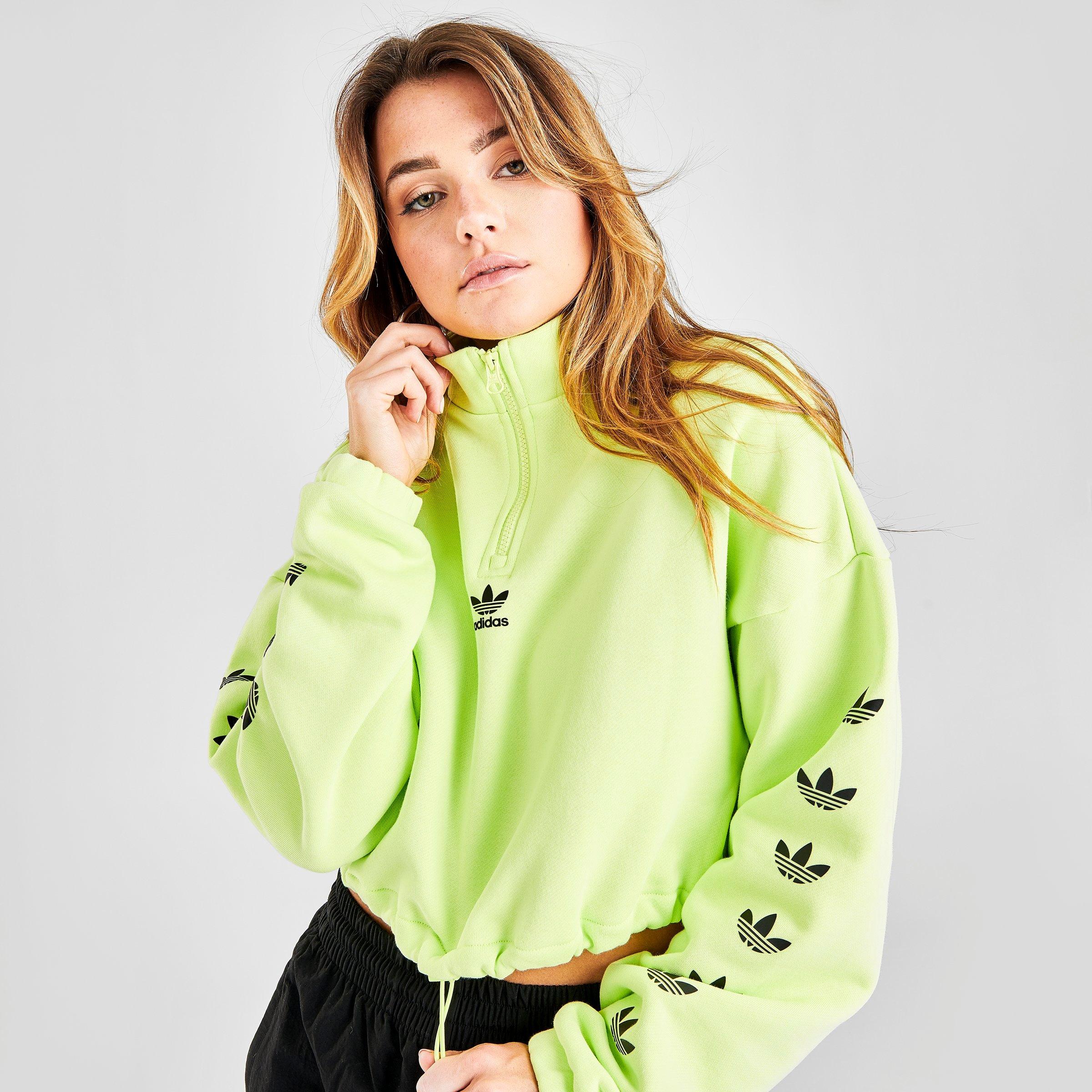 adidas yellow cropped hoodie