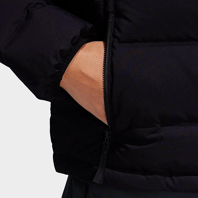 On Model 6 view of Women's adidas Helionic Relaxed Fit Down Jacket in Black Click to zoom