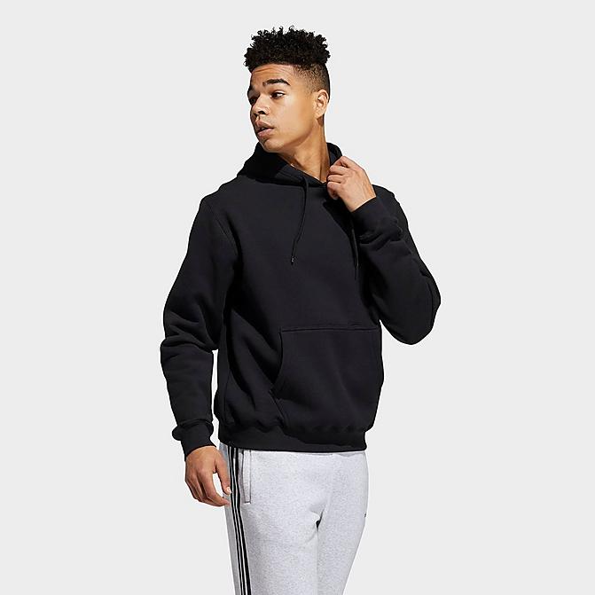 Front view of Men's adidas Originals Basic Pullover Hoodie in Black Click to zoom