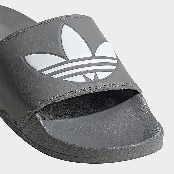 Front view of Men's adidas Originals Adilette Lite Slide Sandals in Grey Three/Cloud White Click to zoom