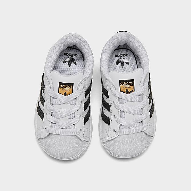 Back view of Kids' Toddler adidas Originals Superstar Casual Shoes in White/Black/White Click to zoom