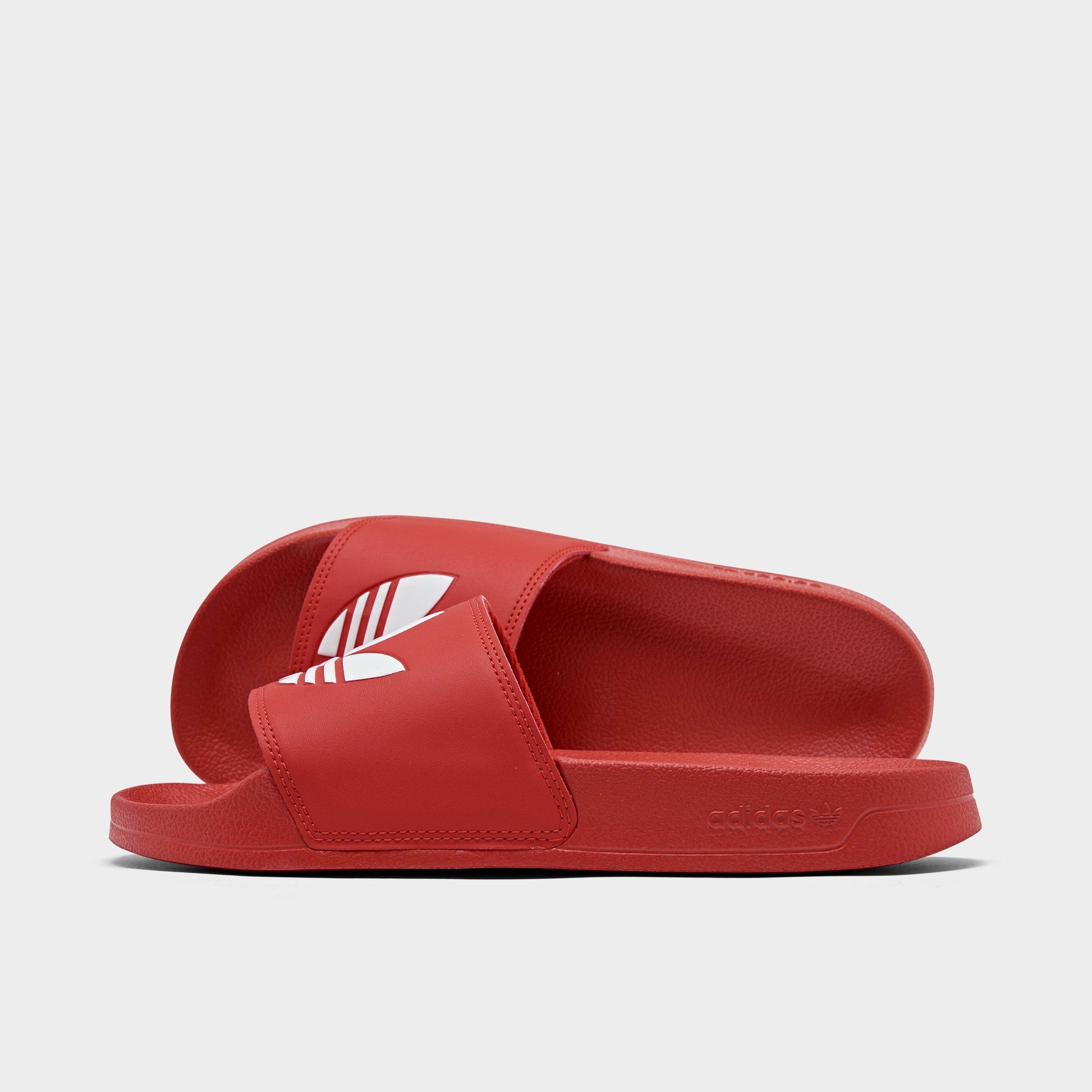 red and white adidas slides