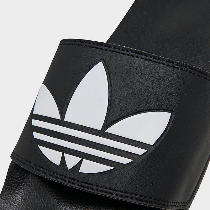 Front view of Men's adidas Originals Adilette Lite Slide Sandals in Black/White/Black Click to zoom