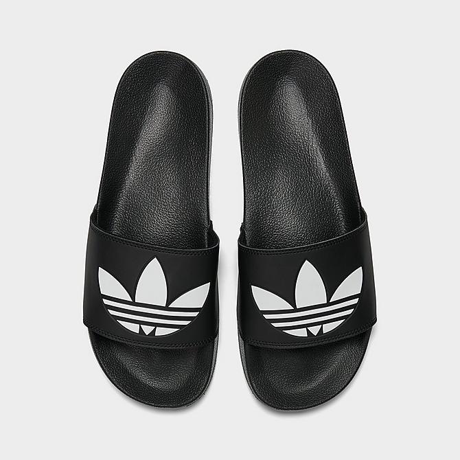 Back view of Men's adidas Originals Adilette Lite Slide Sandals in Black/White/Black Click to zoom