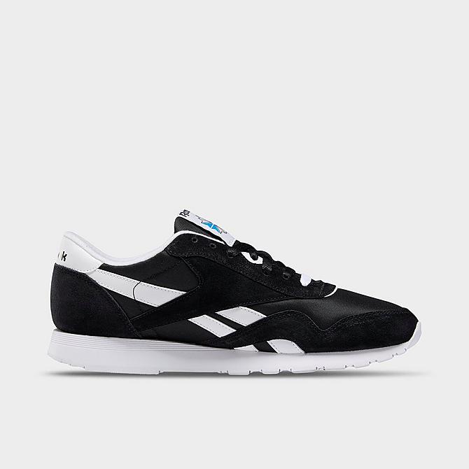 Front view of Men's Reebok Classic Nylon Casual Shoes in Black/Black/White Click to zoom