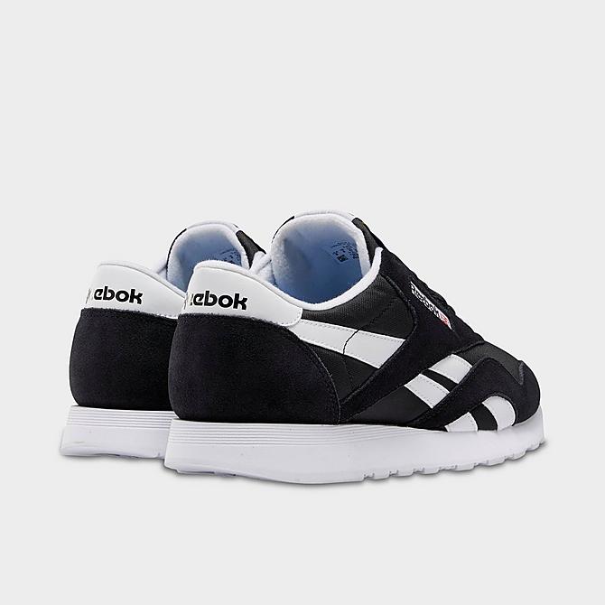 Left view of Men's Reebok Classic Nylon Casual Shoes in Black/Black/White Click to zoom