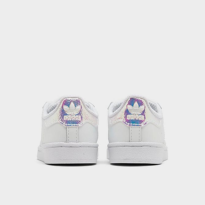 Left view of Girls' Toddler adidas Originals Superstar Casual Shoes in Cloud White/Cloud White-Iridescent Click to zoom