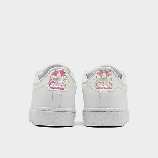Left view of Girls' Little Kids' adidas Originals Superstar Girls Are Awesome Casual Shoes in White/Iridescent Pink Click to zoom