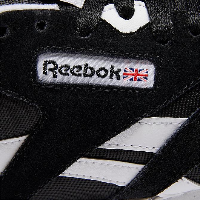 Front view of Women's Reebok Classic Nylon Slim Casual Shoes in Black/Black/White Click to zoom