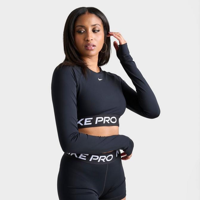 Nike Pro Training cropped leggings with logo taping in black