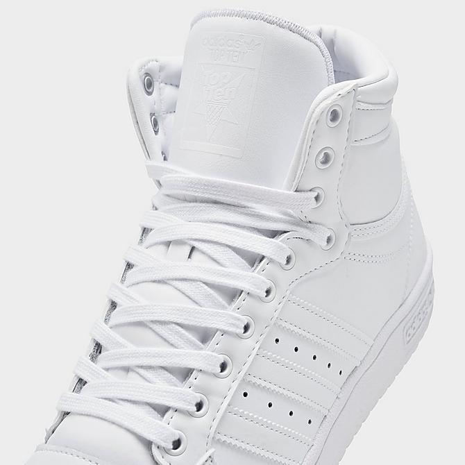 Front view of Men's adidas Originals Top Ten Hi Casual Shoes in Cloud White/Cloud White Click to zoom