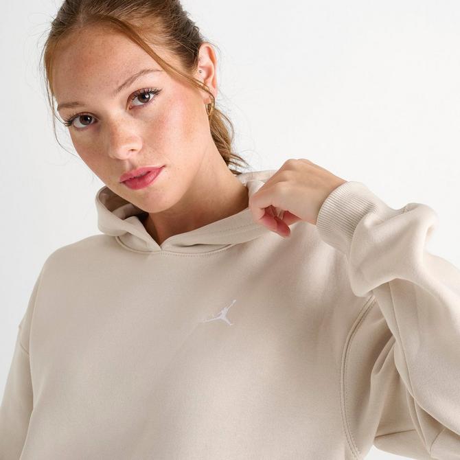 [angle] view of Women's Jordan Brooklyn Fleece Hoodie in Legend Light Brown/White Click to zoom