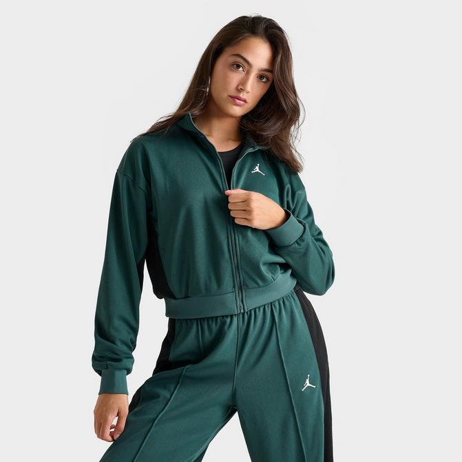 [angle] view of Women's Jordan Core Knit Jacket in Oxidized Green/Black/White Click to zoom