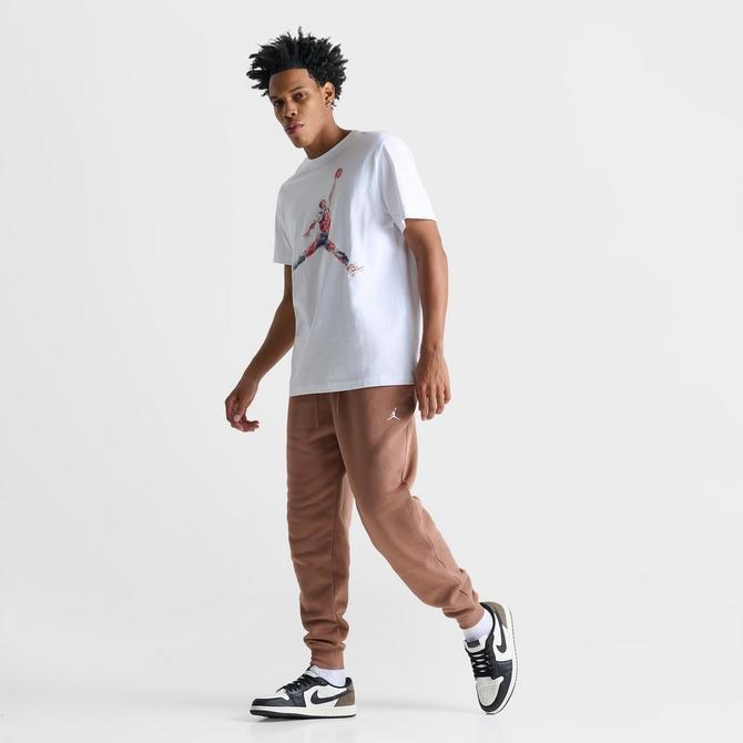 [angle] view of Men's Jordan Brooklyn Fleece Sweatpants in Archaeo Brown/White Click to zoom