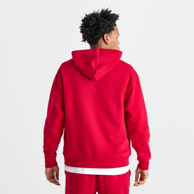 [angle] view of Men's Jordan Brooklyn Fleece Pullover Hoodie in Gym Red/White Click to zoom