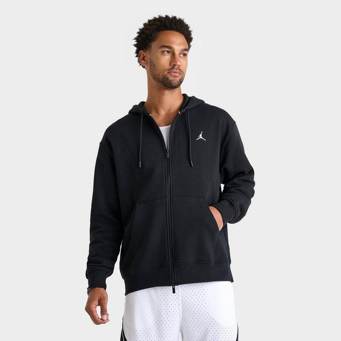 Nike Jordan Men's factory Fleece Full Zip Hoodie Sweatshirt Black Size L draw strings.