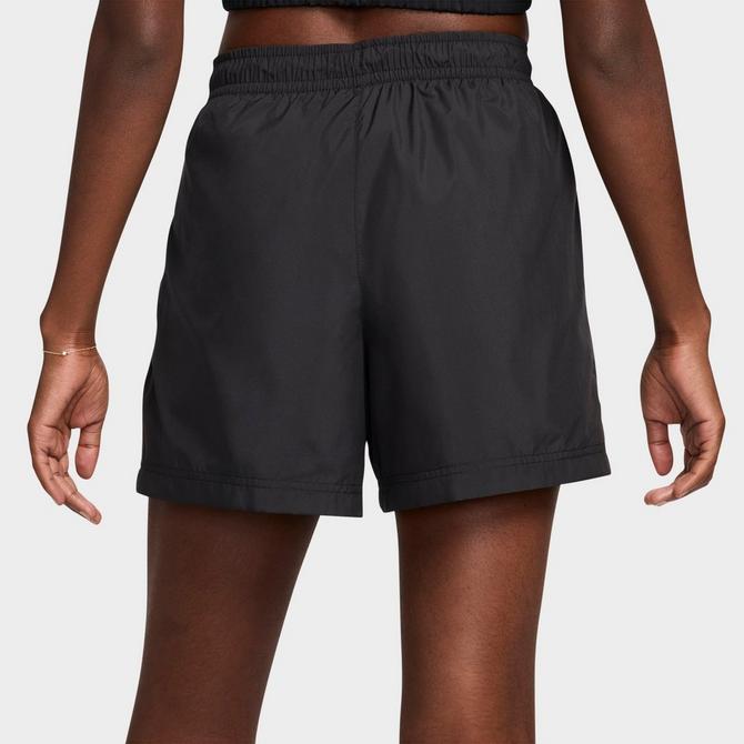 [angle] view of Women's Nike Sportswear Classic Mid-Rise Woven Shorts in Black/White Click to zoom