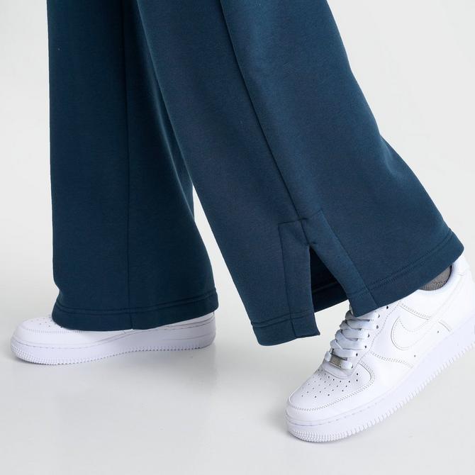 [angle] view of Women's Nike Sportswear Phoenix Fleece High-Waisted Wide-Leg Logo Pants in Jade Horizon Click to zoom