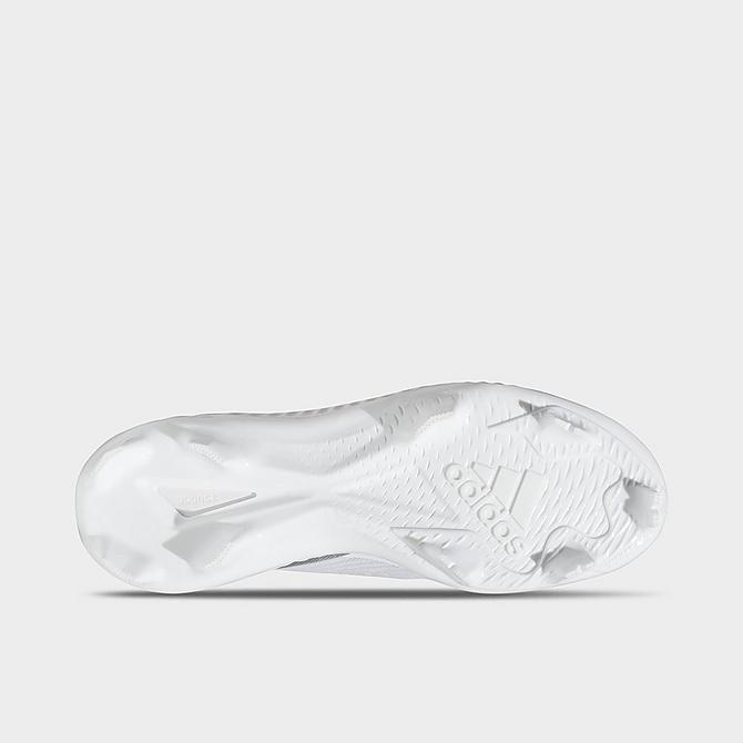 Bottom view of Women's adidas PureHustle TPU Softball Cleats in White/Silver Metallic/Grey One Click to zoom