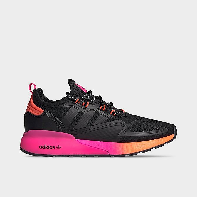Right view of Men's adidas Originals ZX 2K BOOST Running Shoes in Core Black/Core Black/Solar Red Click to zoom
