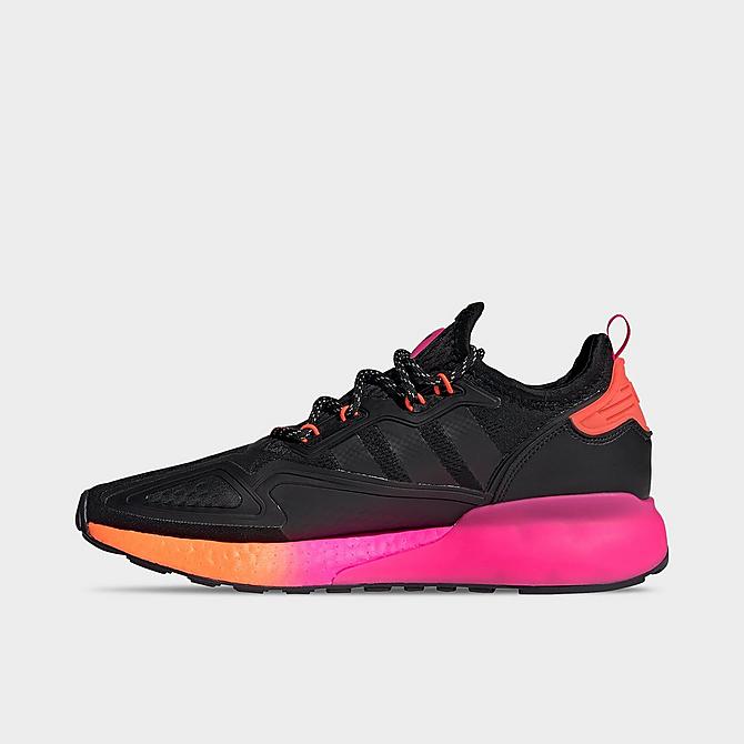 Front view of Men's adidas Originals ZX 2K BOOST Running Shoes in Core Black/Core Black/Solar Red Click to zoom