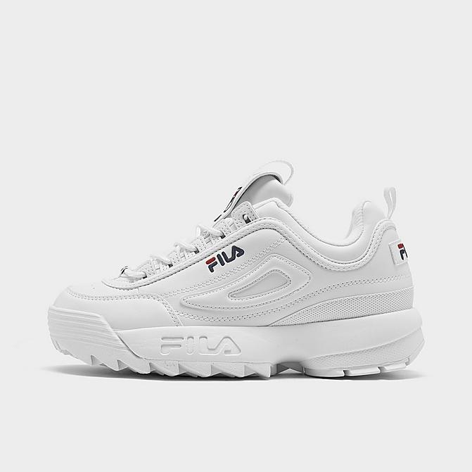Right view of Big Kids' Fila Disruptor 2 Premium Casual Shoes in White/Navy/Red Click to zoom