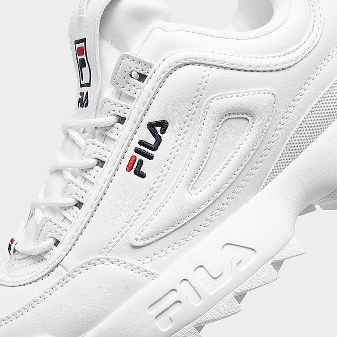 Front view of Big Kids' Fila Disruptor 2 Premium Casual Shoes in White/Navy/Red Click to zoom