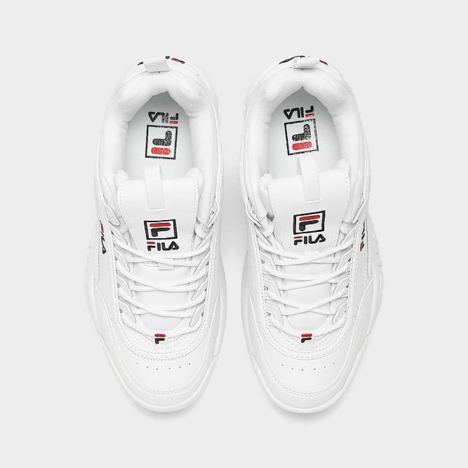 Back view of Big Kids' Fila Disruptor 2 Premium Casual Shoes in White/Navy/Red Click to zoom