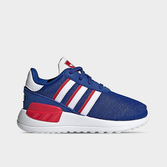 Right view of Kids' Toddler adidas Originals LA Trainer Lite Casual Shoes in Royal Blue/Cloud White/Scarlet Click to zoom