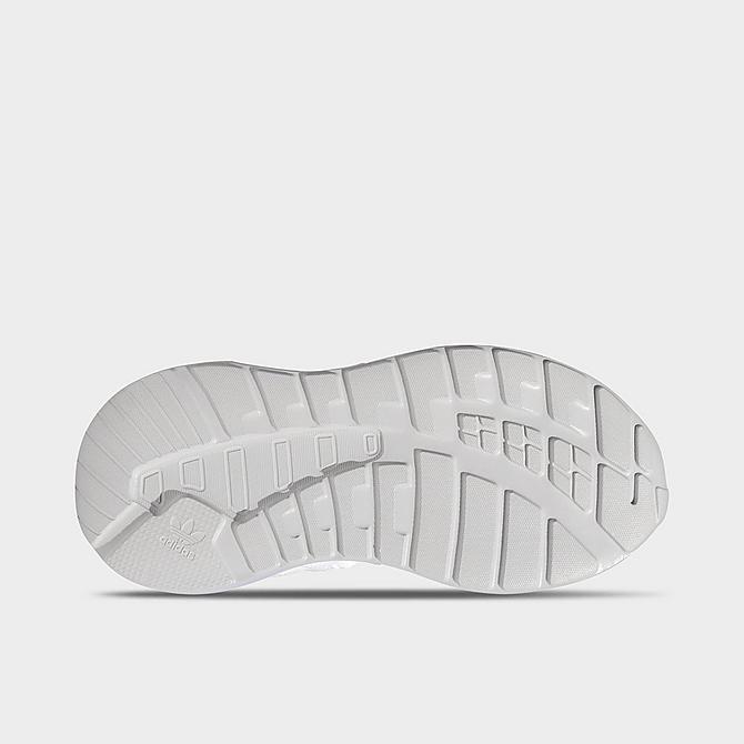 Bottom view of Little Kids' adidas Originals ZX 2K Casual Shoes in Cloud White Click to zoom