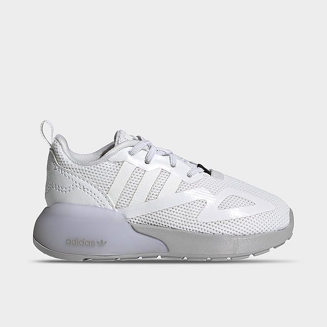 Front view of Kids' Toddler adidas Originals ZX 2K Casual Shoes in Cloud White/Grey Two Click to zoom
